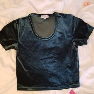 Velvet green crop top sz S